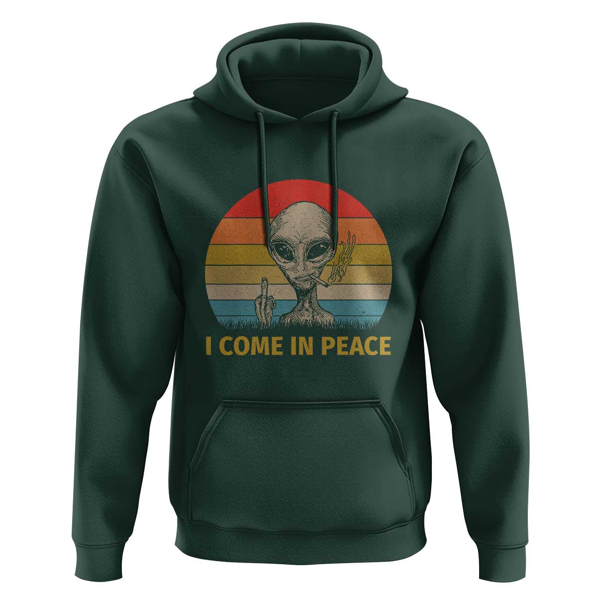 Vintage I Come in Peace Tshirt Alien Smoking Gift Hoodie - Wonder Print Shop