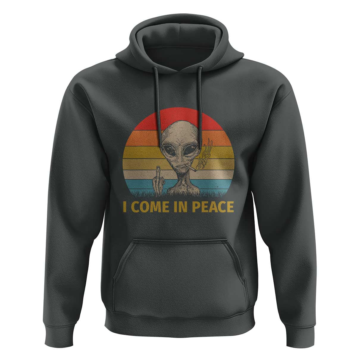 Vintage I Come in Peace Tshirt Alien Smoking Gift Hoodie - Wonder Print Shop