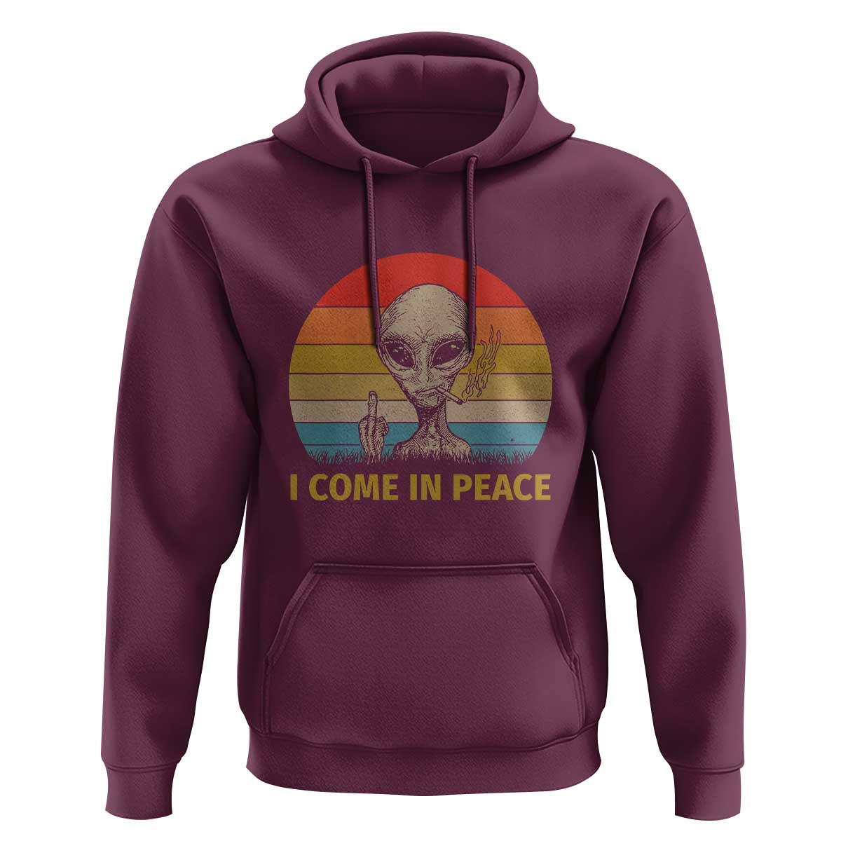 Vintage I Come in Peace Tshirt Alien Smoking Gift Hoodie - Wonder Print Shop