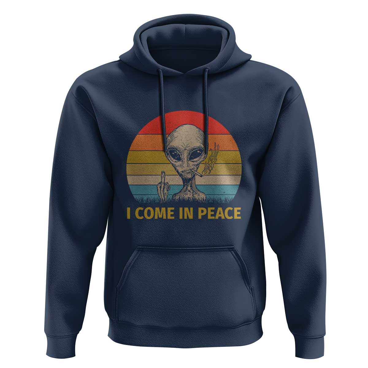 Vintage I Come in Peace Tshirt Alien Smoking Gift Hoodie - Wonder Print Shop