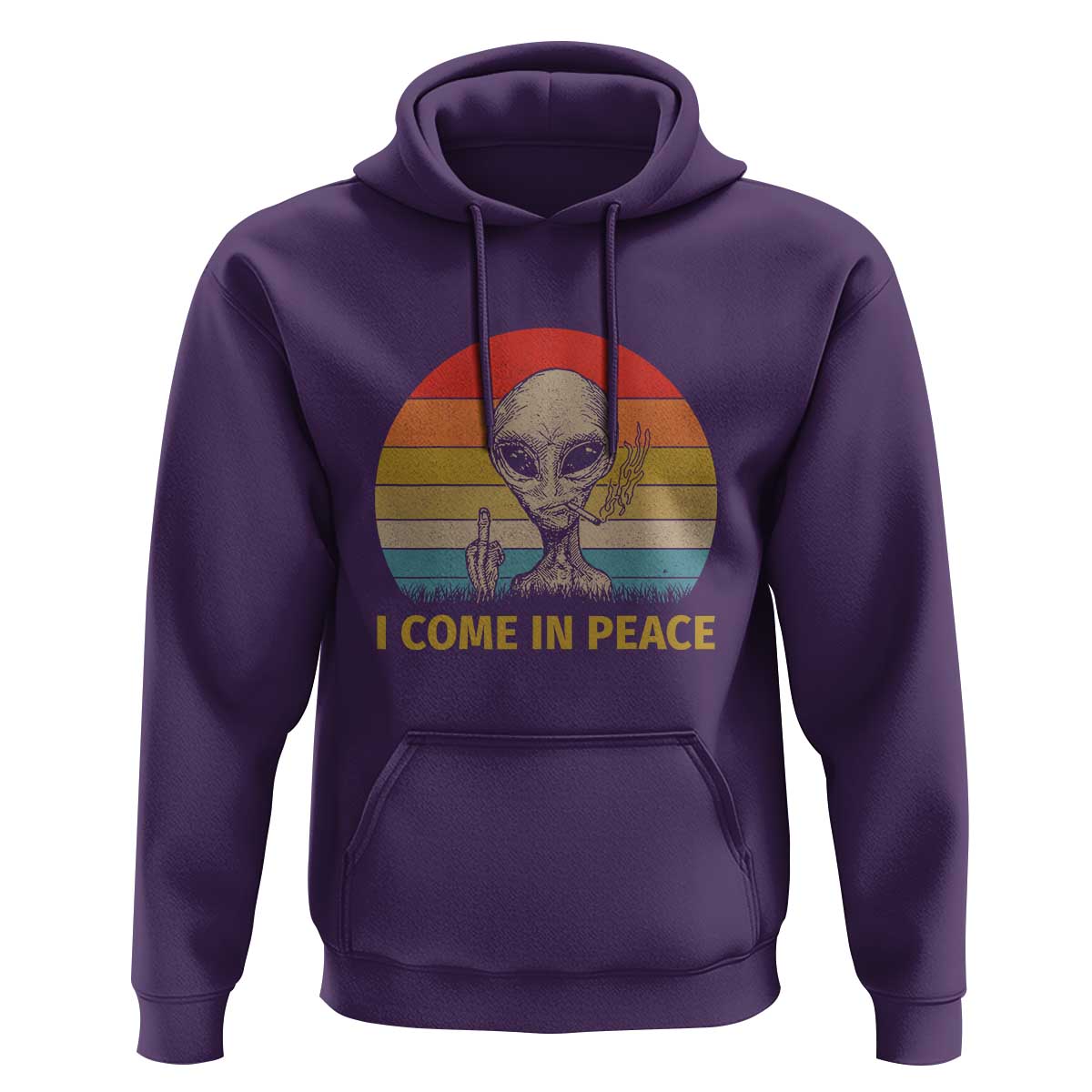 Vintage I Come in Peace Tshirt Alien Smoking Gift Hoodie - Wonder Print Shop