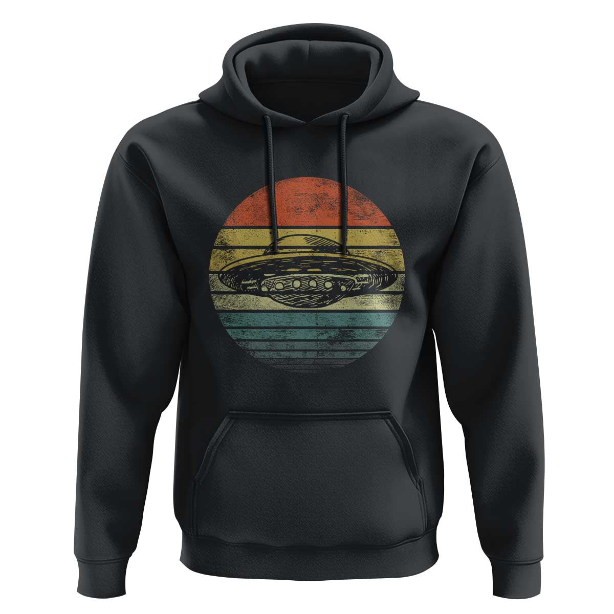 UFO Gifts Retro Sunset Funny Alien UFO Hunter Silhouette Hoodie - Wonder Print Shop