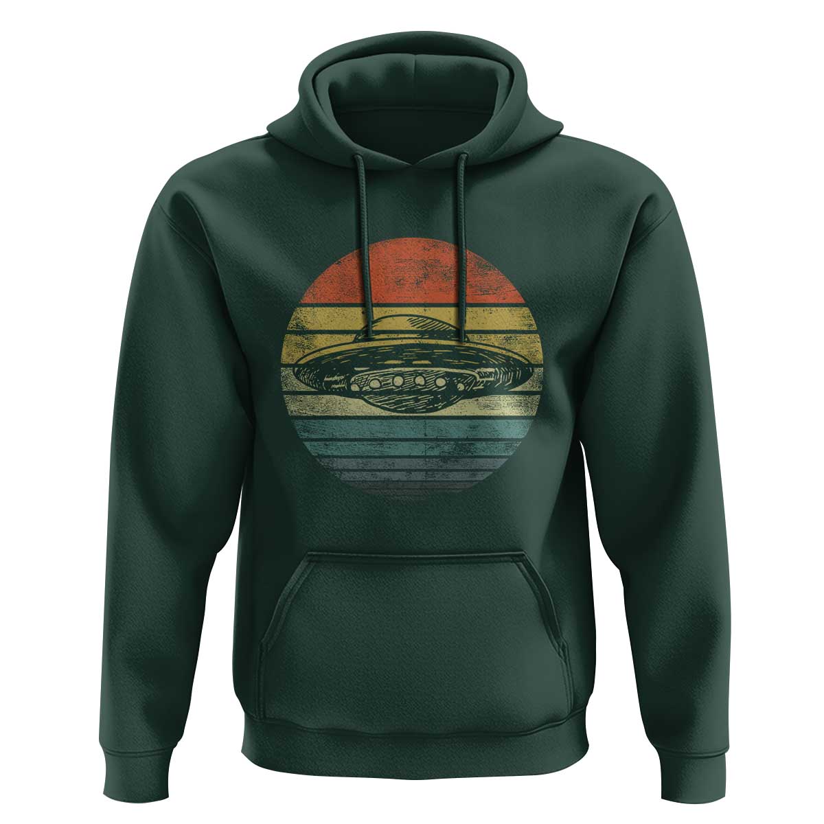 UFO Gifts Retro Sunset Funny Alien UFO Hunter Silhouette Hoodie - Wonder Print Shop