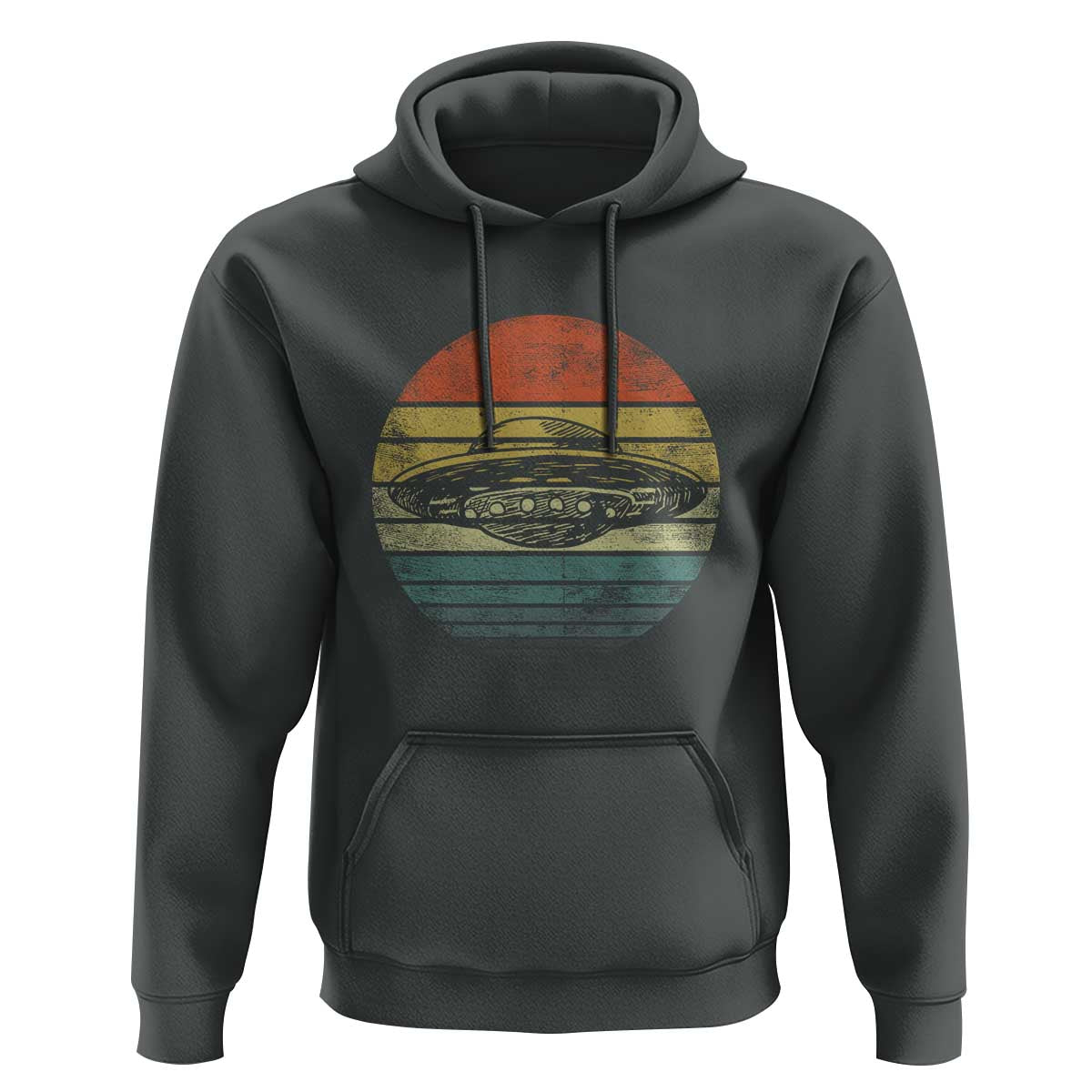UFO Gifts Retro Sunset Funny Alien UFO Hunter Silhouette Hoodie - Wonder Print Shop