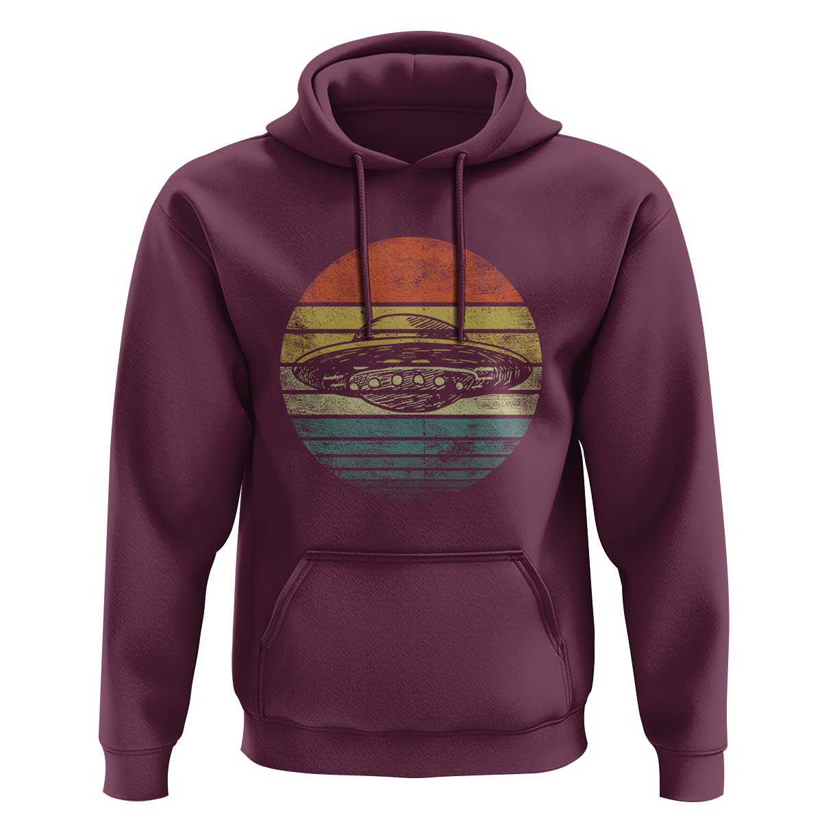 UFO Gifts Retro Sunset Funny Alien UFO Hunter Silhouette Hoodie - Wonder Print Shop