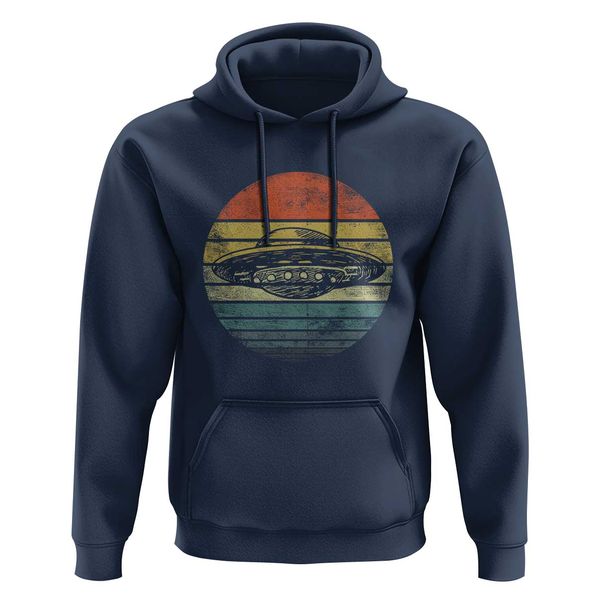 UFO Gifts Retro Sunset Funny Alien UFO Hunter Silhouette Hoodie - Wonder Print Shop