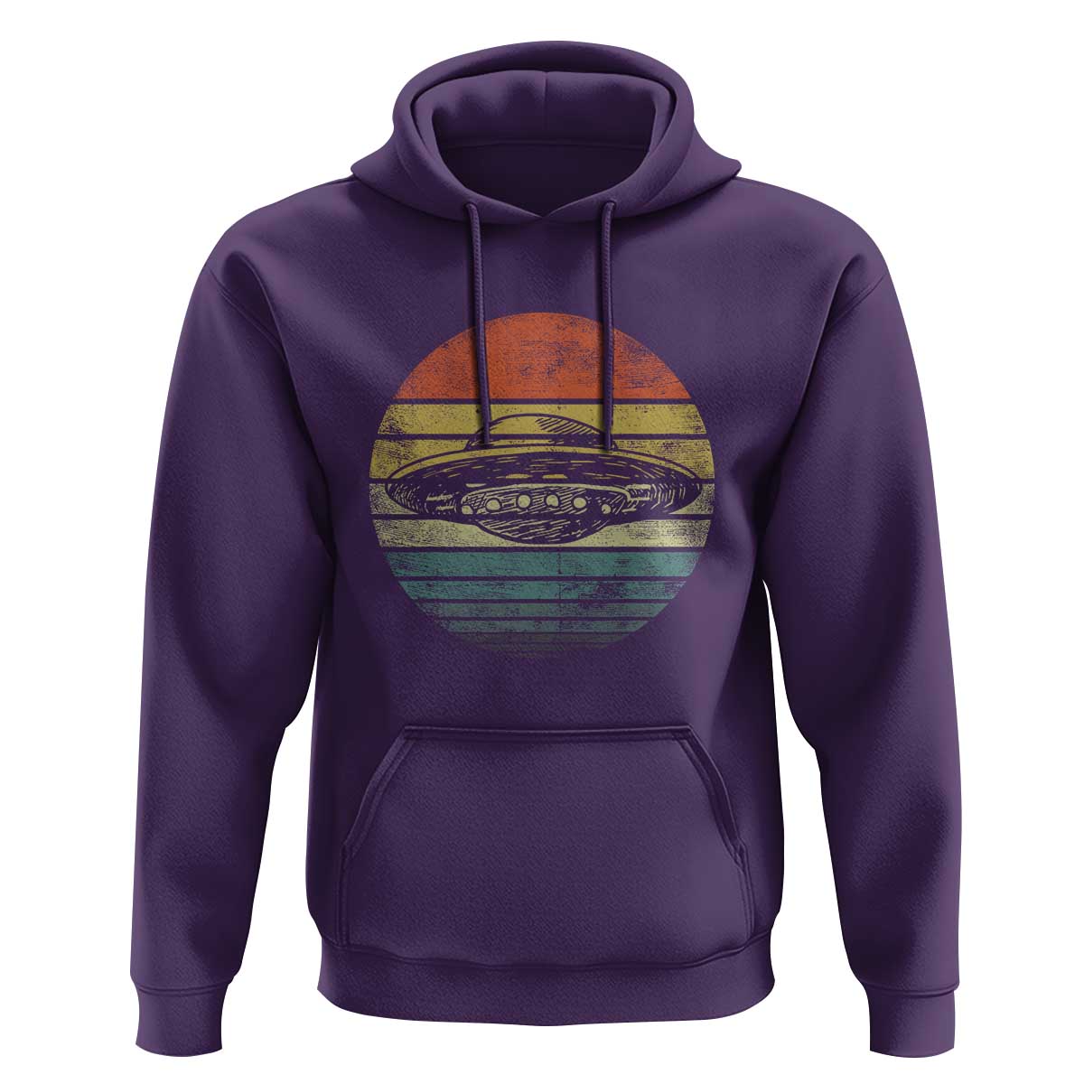 UFO Gifts Retro Sunset Funny Alien UFO Hunter Silhouette Hoodie - Wonder Print Shop