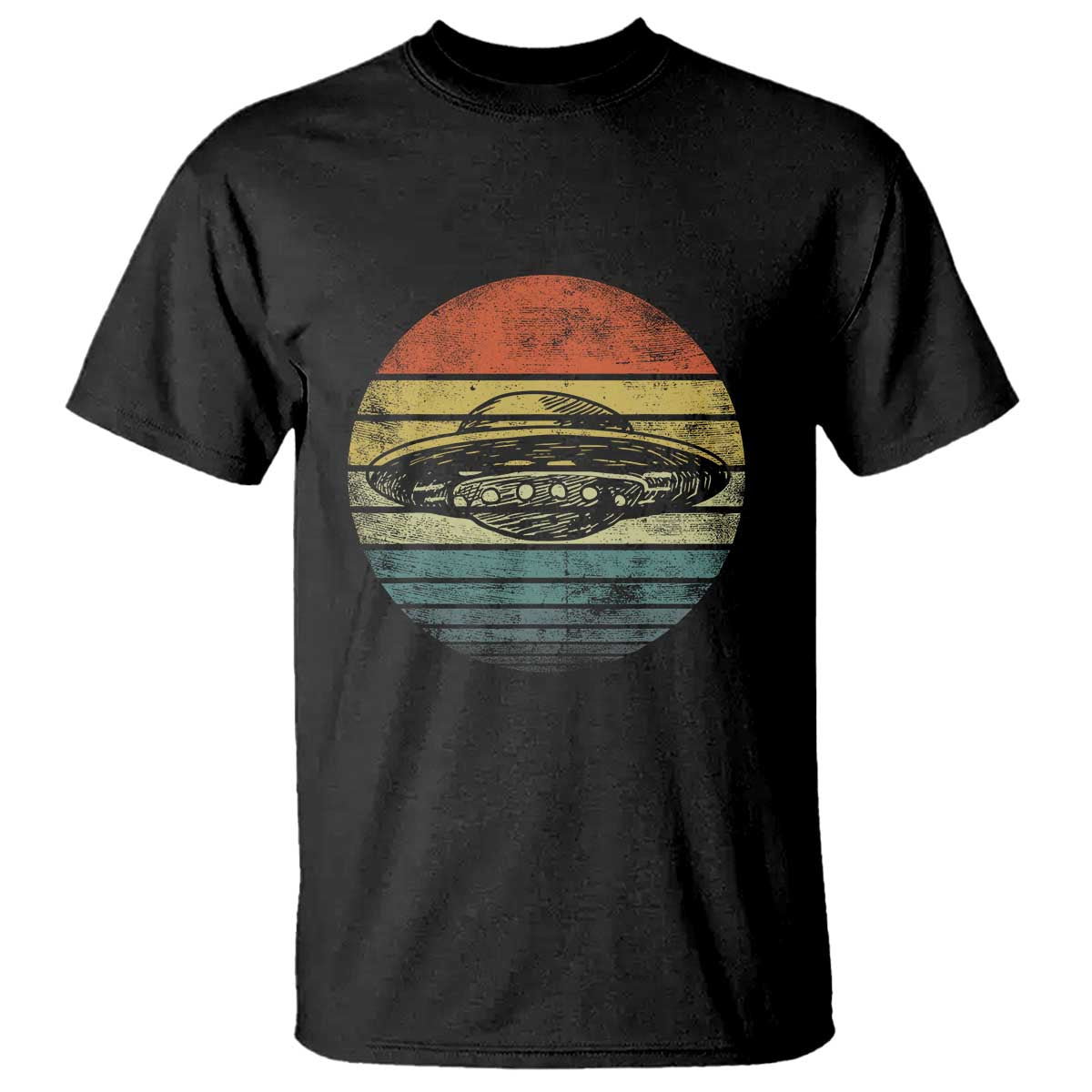 UFO Gifts Retro Sunset Funny Alien UFO Hunter Silhouette T Shirt - Wonder Print Shop