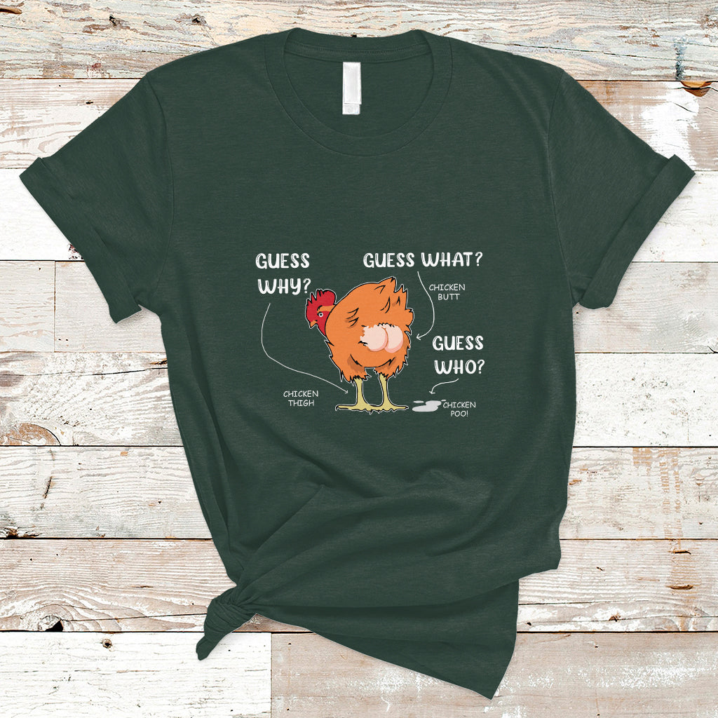 Funny Animal Farm Shirt Guess What Chicken Butt T Shirt - Wonder Print Shop