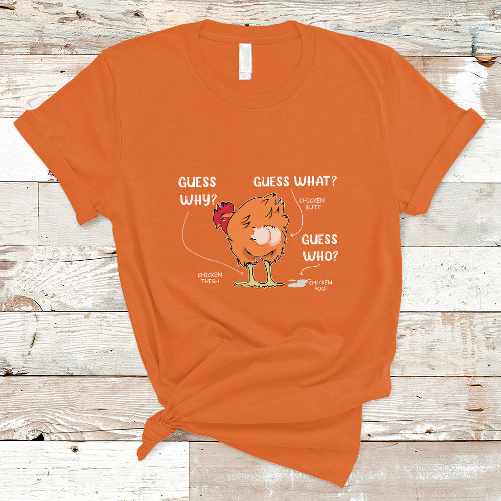 Funny Animal Farm Shirt Guess What Chicken Butt T Shirt - Wonder Print Shop