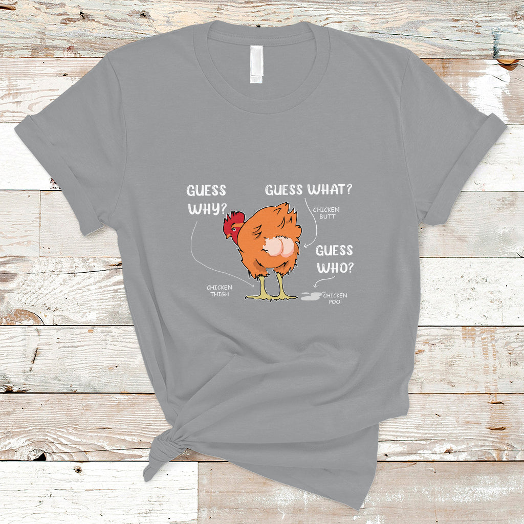 Funny Animal Farm Shirt Guess What Chicken Butt T Shirt - Wonder Print Shop