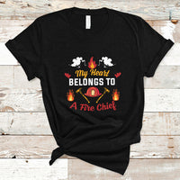 Fire Chief T Shirt My Heart Belongs To A Fire Chief Wife - Wonder Print Shop