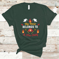Fire Chief T Shirt My Heart Belongs To A Fire Chief Wife - Wonder Print Shop