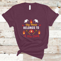 Fire Chief T Shirt My Heart Belongs To A Fire Chief Wife - Wonder Print Shop