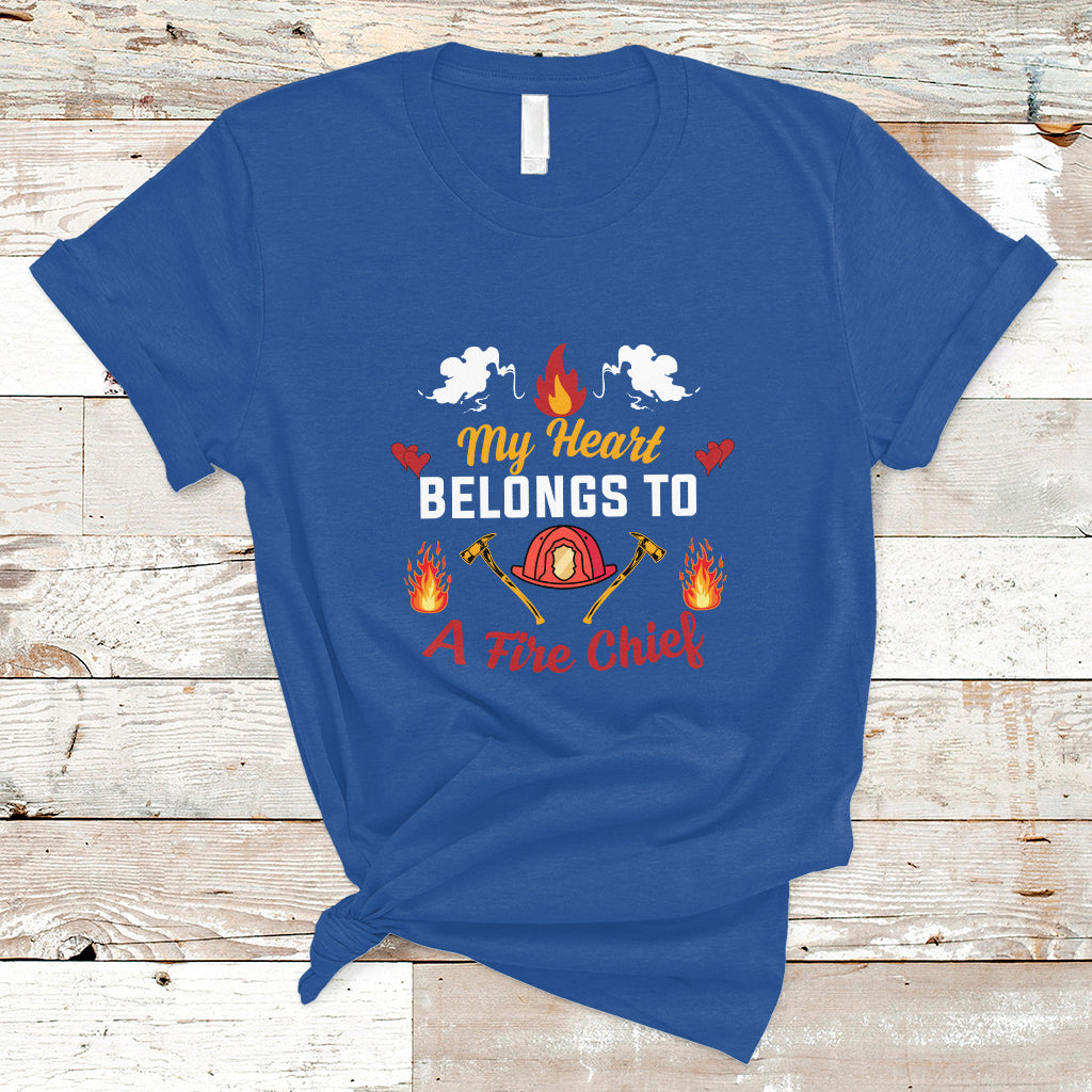 Fire Chief T Shirt My Heart Belongs To A Fire Chief Wife - Wonder Print Shop