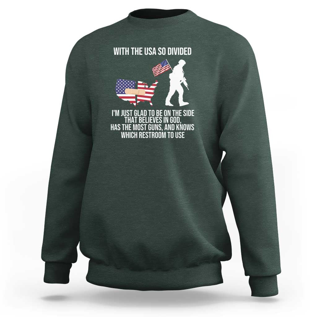 Patriotic USA Flag Sweatshirt Believe in God American Pride - Wonder Print Shop