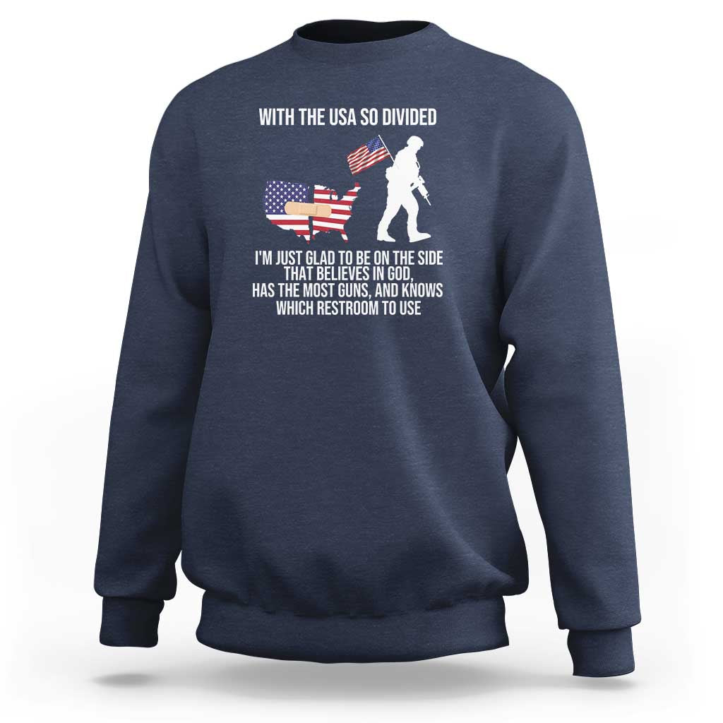 Patriotic USA Flag Sweatshirt Believe in God American Pride - Wonder Print Shop