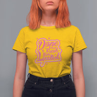 Women’s daisy yellow t-shirt with pink “Dope Chick Fresh Kicks Lipstick” graphic