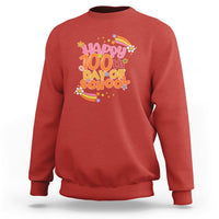 Kids' 100th Day of School sweatshirt in red with colorful “Happy 100th Day of School” graphic