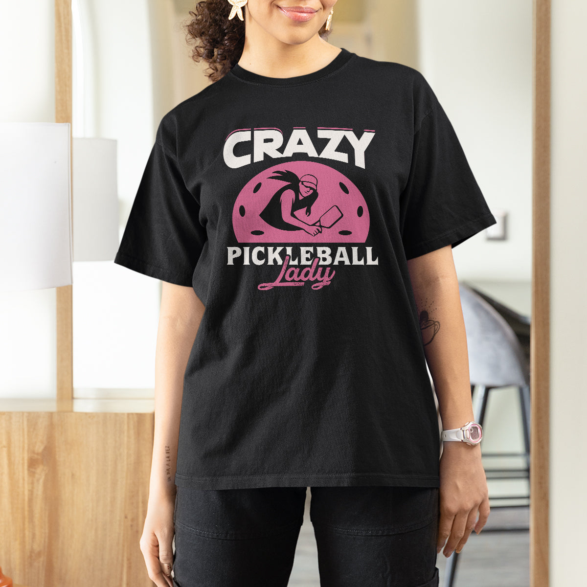 Women's Pickleball T Shirt For Women Crazy Pickleball Lady Cool Pickleball - Wonder Print Shop
