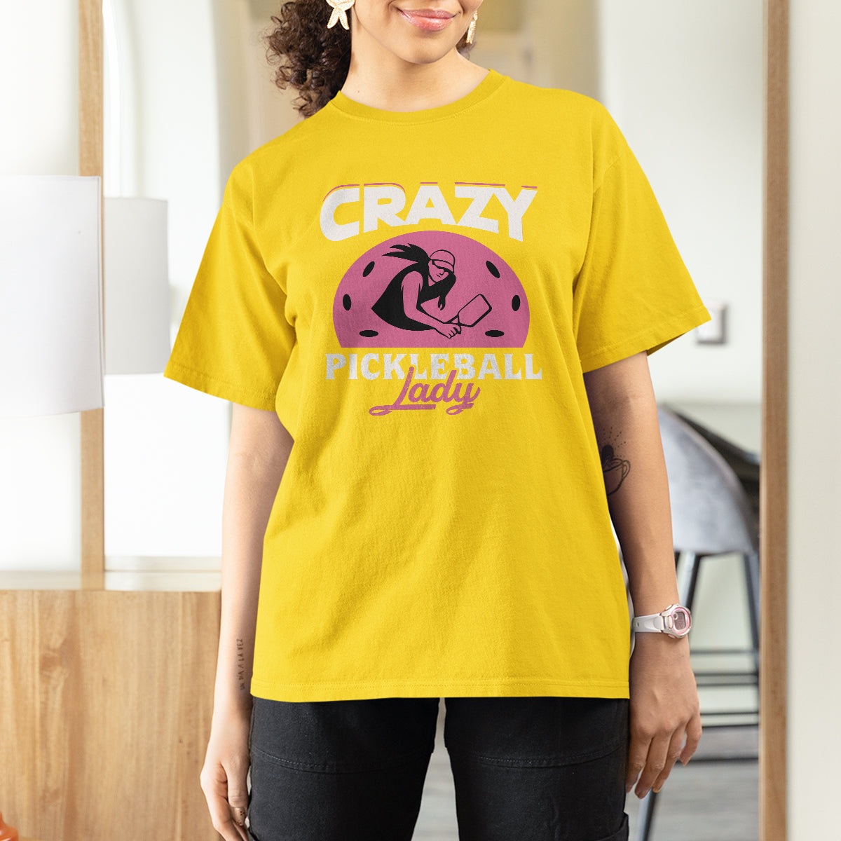 Women's Pickleball T Shirt For Women Crazy Pickleball Lady Cool Pickleball - Wonder Print Shop