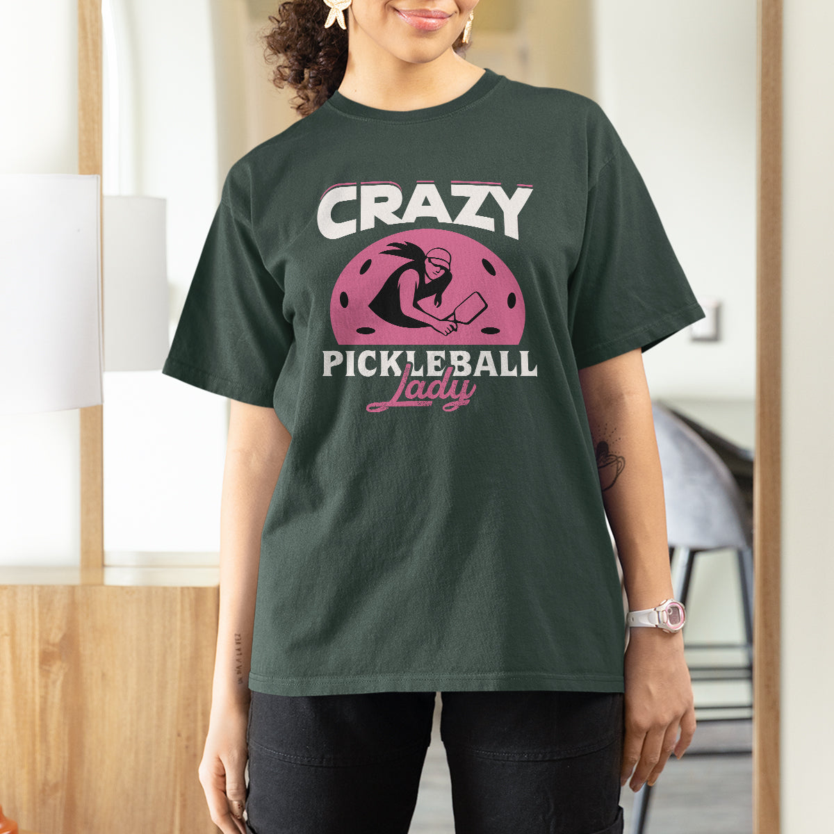 Women's Pickleball T Shirt For Women Crazy Pickleball Lady Cool Pickleball - Wonder Print Shop