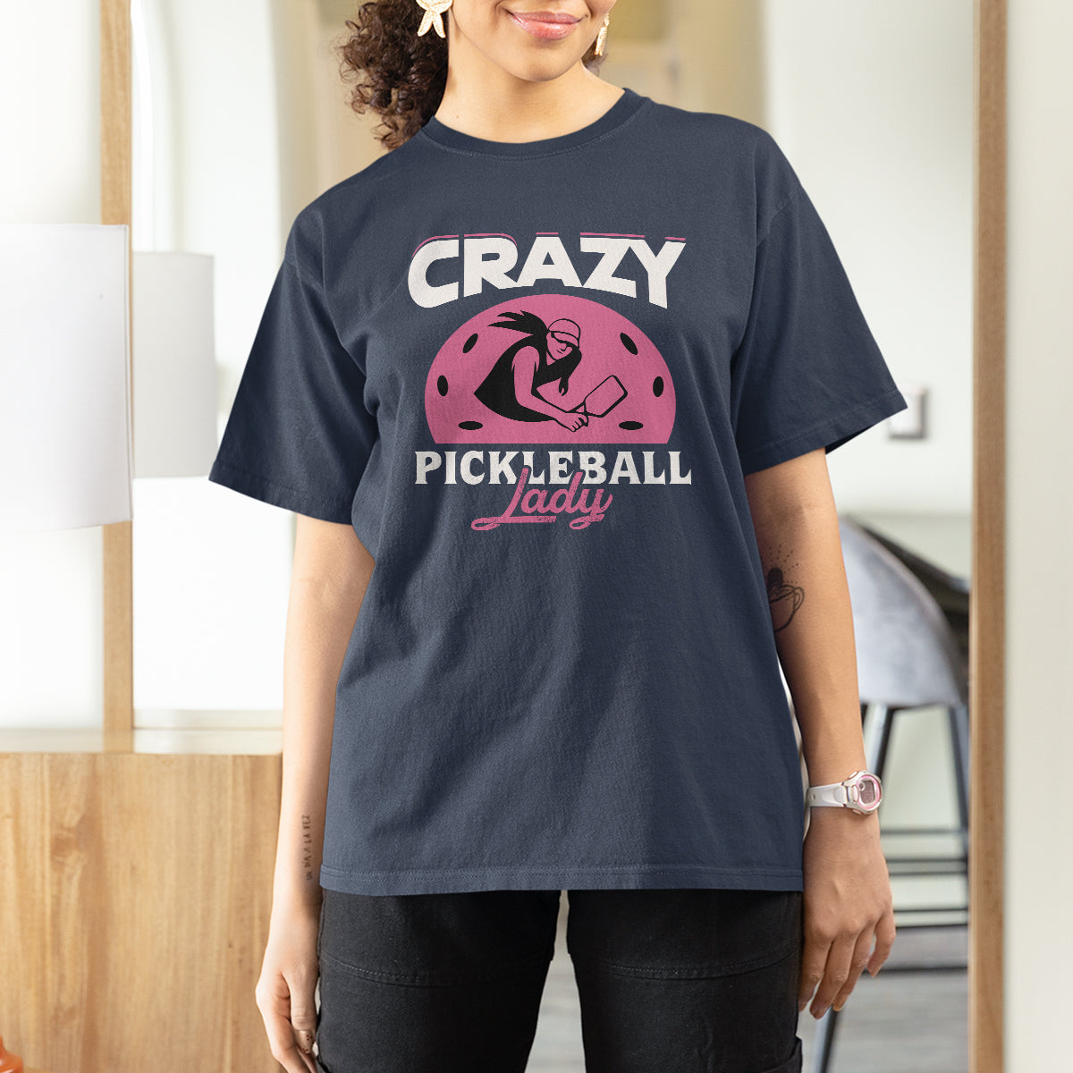 Women's Pickleball T Shirt For Women Crazy Pickleball Lady Cool Pickleball - Wonder Print Shop
