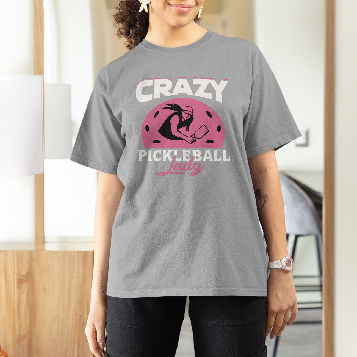 Women's Pickleball T Shirt For Women Crazy Pickleball Lady Cool Pickleball - Wonder Print Shop