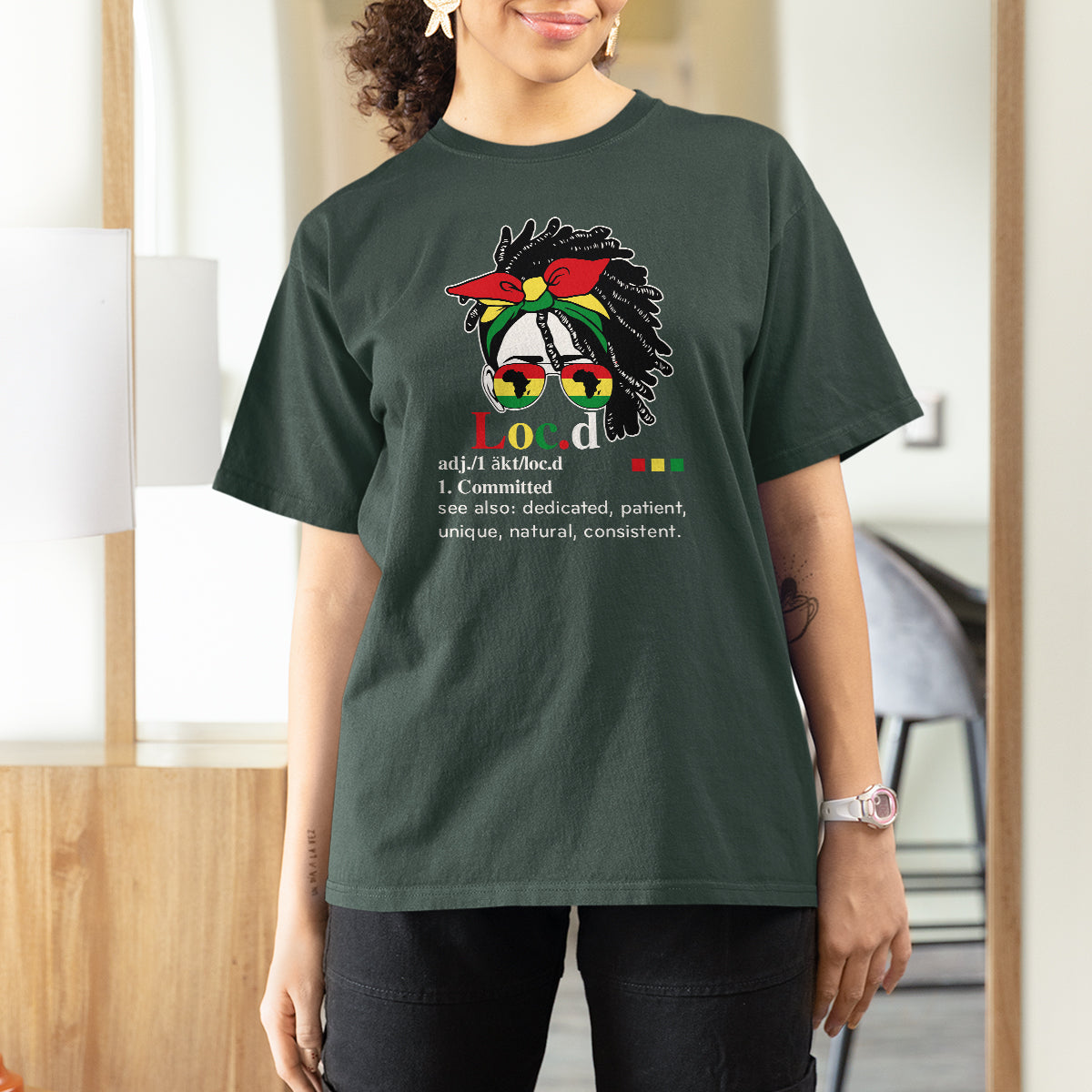 Black History Month Black Women T Shirt For Women Loc'd Definition Messy Bun - Wonder Print Shop