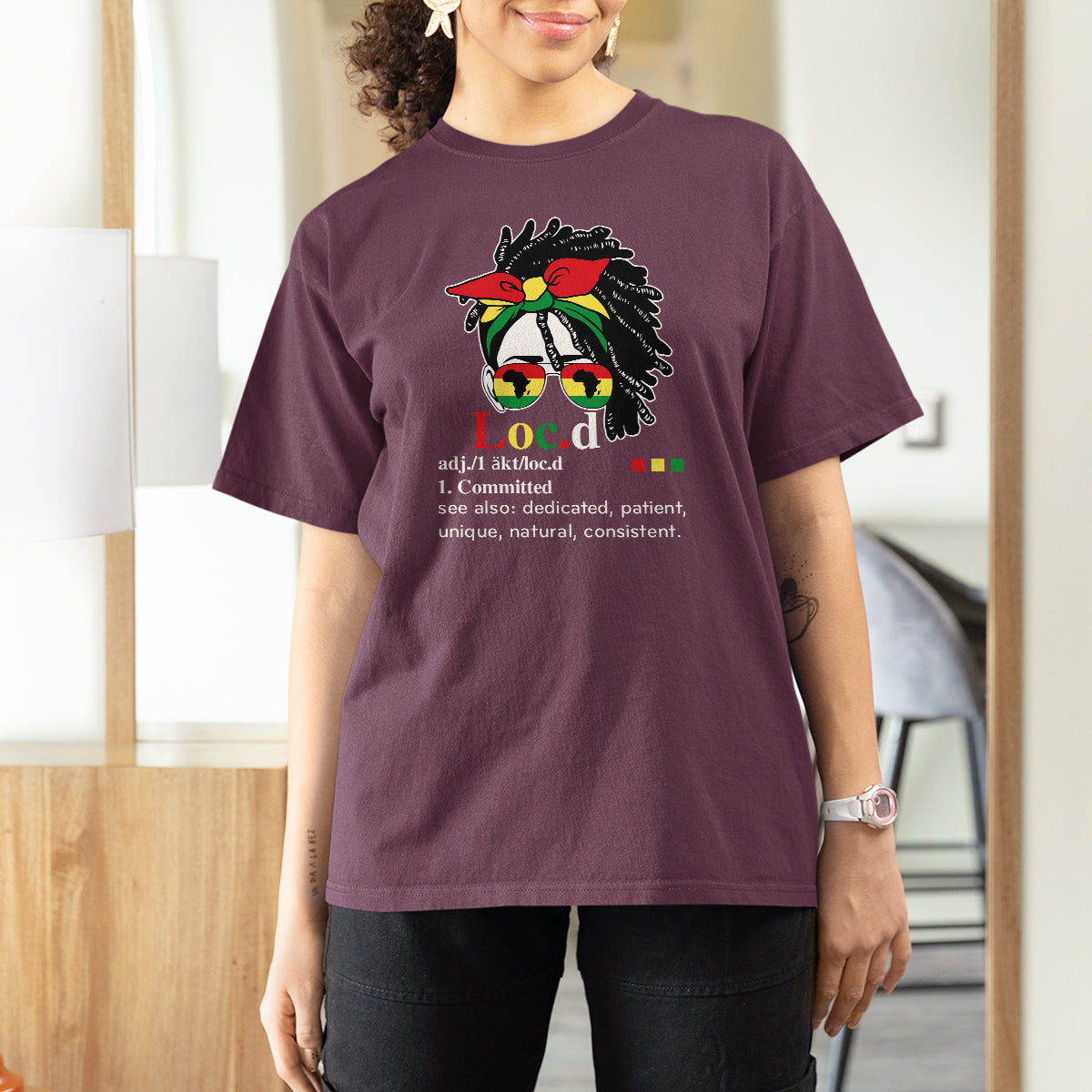 Black History Month Black Women T Shirt For Women Loc'd Definition Messy Bun - Wonder Print Shop