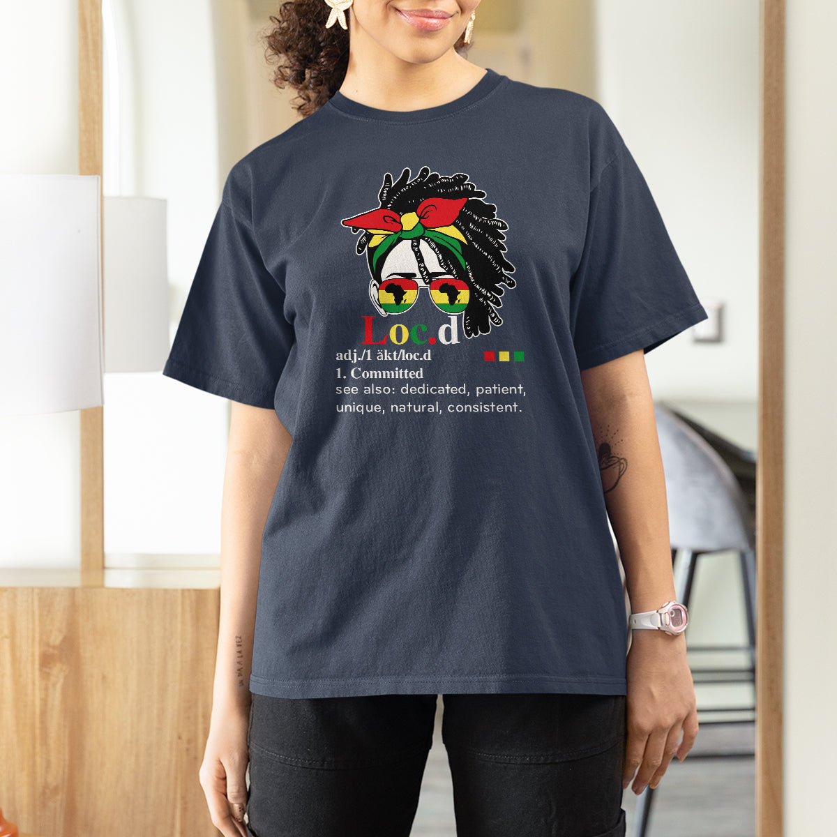 Black History Month Black Women T Shirt For Women Loc'd Definition Messy Bun - Wonder Print Shop