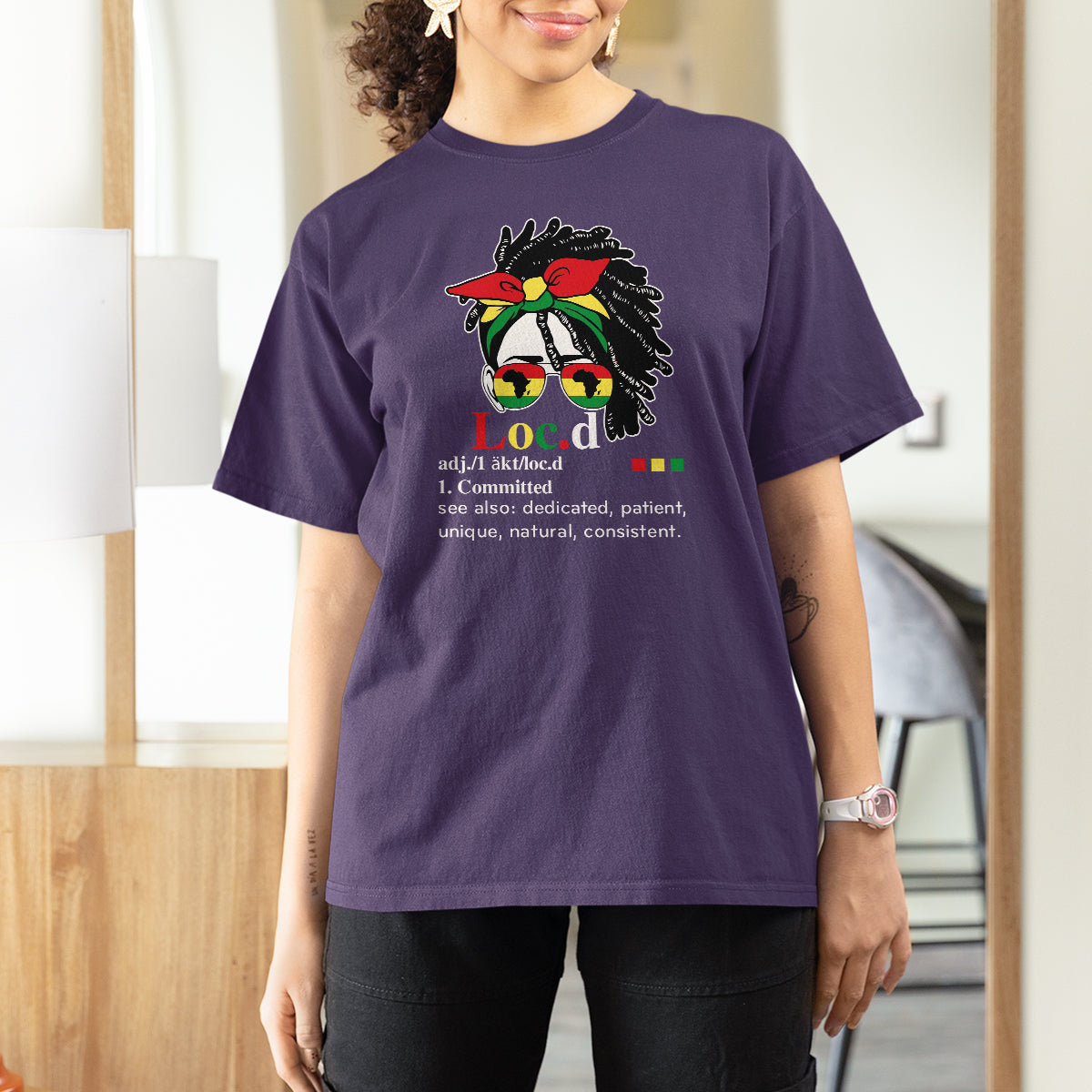 Black History Month Black Women T Shirt For Women Loc'd Definition Messy Bun - Wonder Print Shop