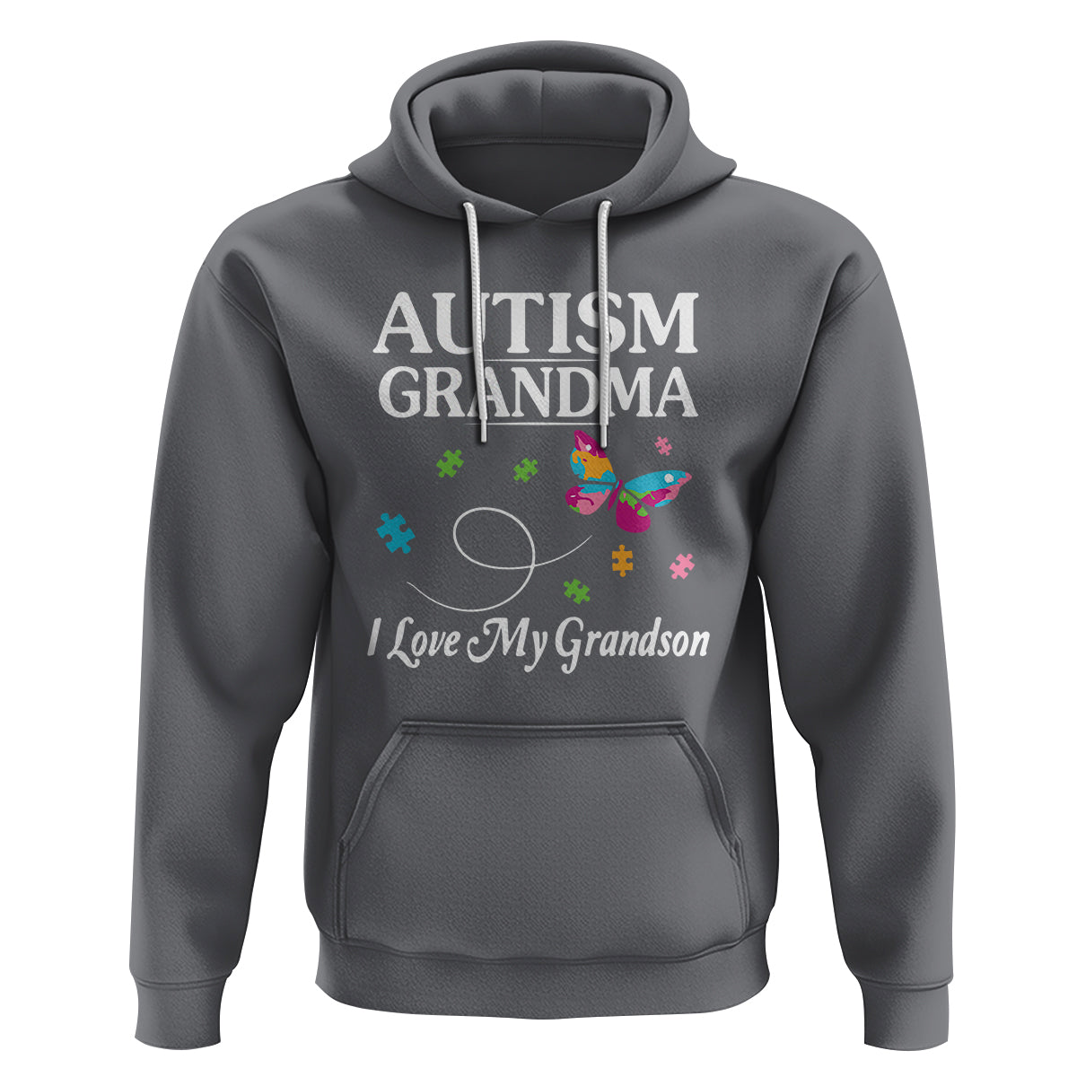Autism Grandma Hoodie I Love My Grandson Butterfly Grandmother Love Support Accept - Wonder Print Shop