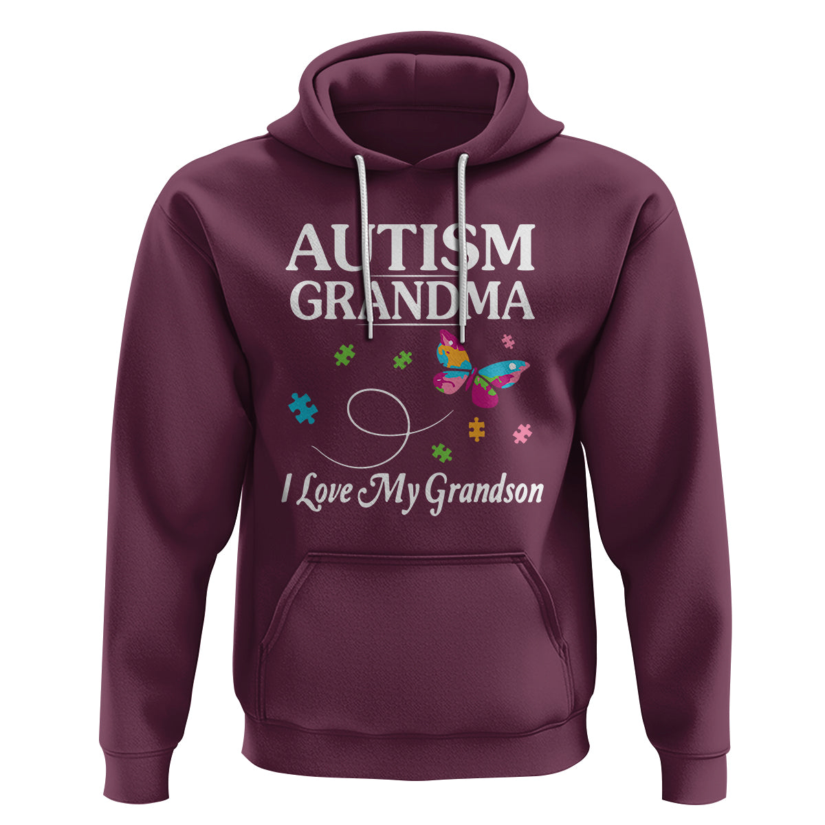 Autism Grandma Hoodie I Love My Grandson Butterfly Grandmother Love Support Accept - Wonder Print Shop