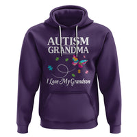 Autism Grandma Hoodie I Love My Grandson Butterfly Grandmother Love Support Accept - Wonder Print Shop