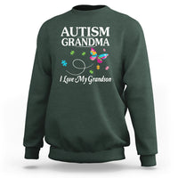 Autism Grandma Sweatshirt I Love My Grandson Butterfly Grandmother Love Support Accept - Wonder Print Shop