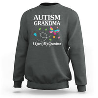 Autism Grandma Sweatshirt I Love My Grandson Butterfly Grandmother Love Support Accept - Wonder Print Shop