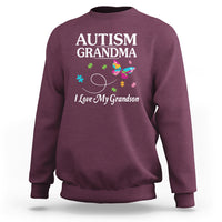 Autism Grandma Sweatshirt I Love My Grandson Butterfly Grandmother Love Support Accept - Wonder Print Shop