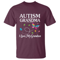 Autism Grandma T Shirt I Love My Grandson Butterfly Grandmother Love Support Accept - Wonder Print Shop