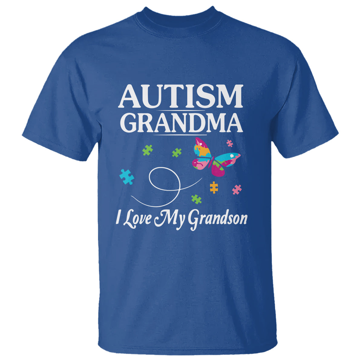 Autism Grandma T Shirt I Love My Grandson Butterfly Grandmother Love Support Accept - Wonder Print Shop