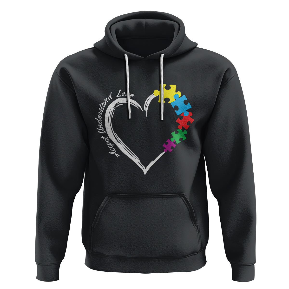 Autism Acceptance Hoodie Accept Understand Love Spectrum Jigsaw Puzzle Heart - Wonder Print Shop