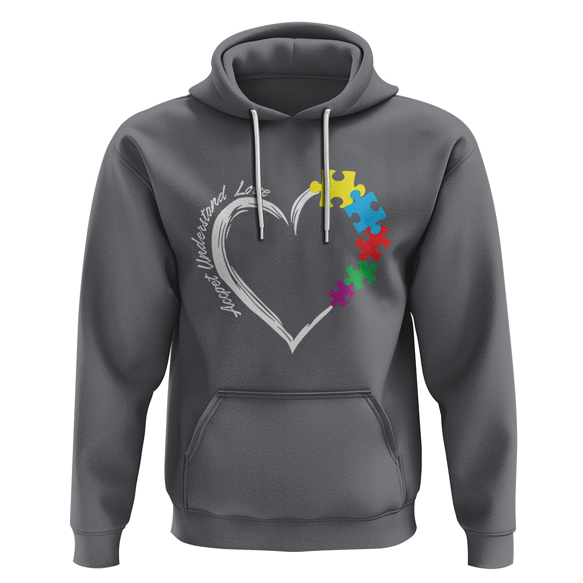 Autism Acceptance Hoodie Accept Understand Love Spectrum Jigsaw Puzzle Heart - Wonder Print Shop