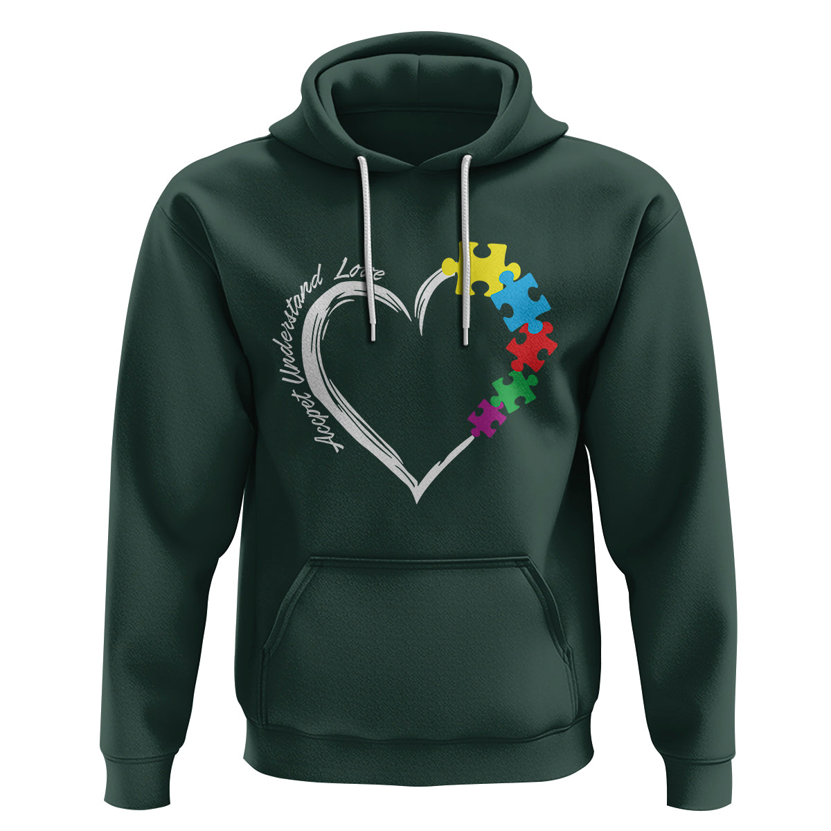 Autism Acceptance Hoodie Accept Understand Love Spectrum Jigsaw Puzzle Heart - Wonder Print Shop