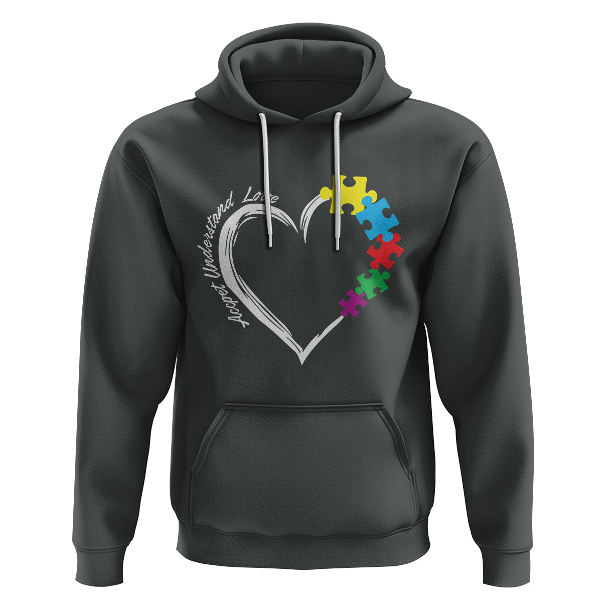 Autism Acceptance Hoodie Accept Understand Love Spectrum Jigsaw Puzzle Heart - Wonder Print Shop