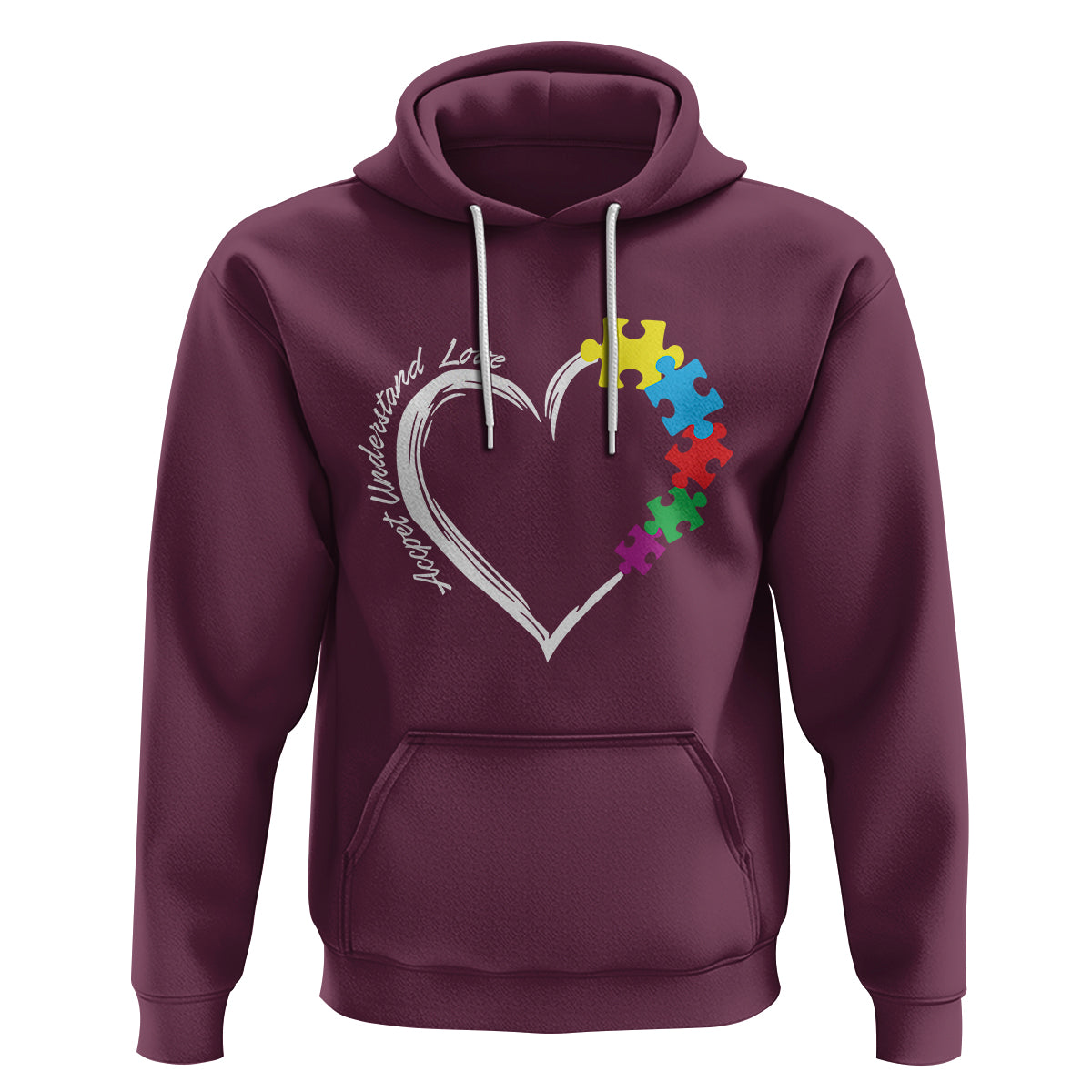 Autism Acceptance Hoodie Accept Understand Love Spectrum Jigsaw Puzzle Heart - Wonder Print Shop