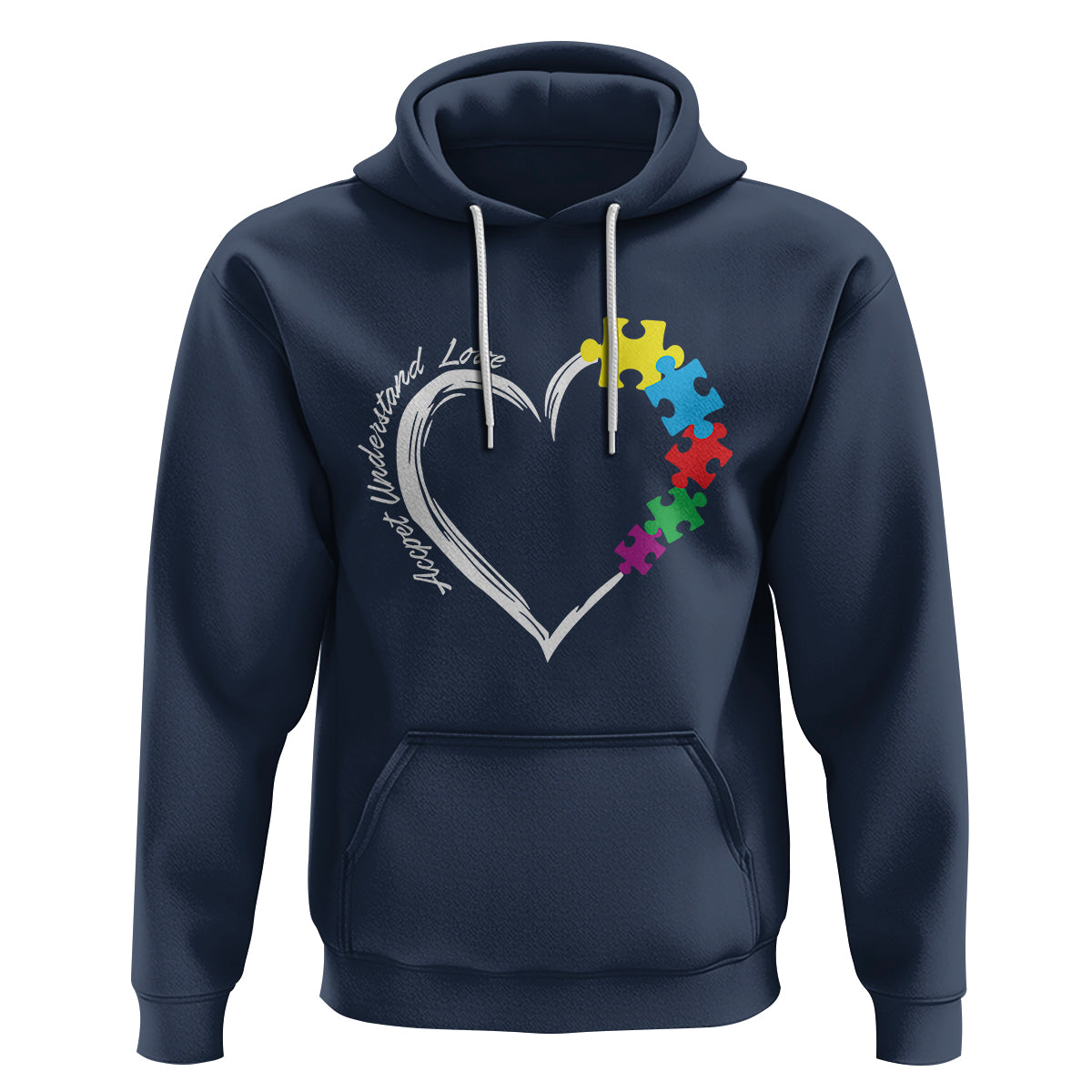 Autism Acceptance Hoodie Accept Understand Love Spectrum Jigsaw Puzzle Heart - Wonder Print Shop
