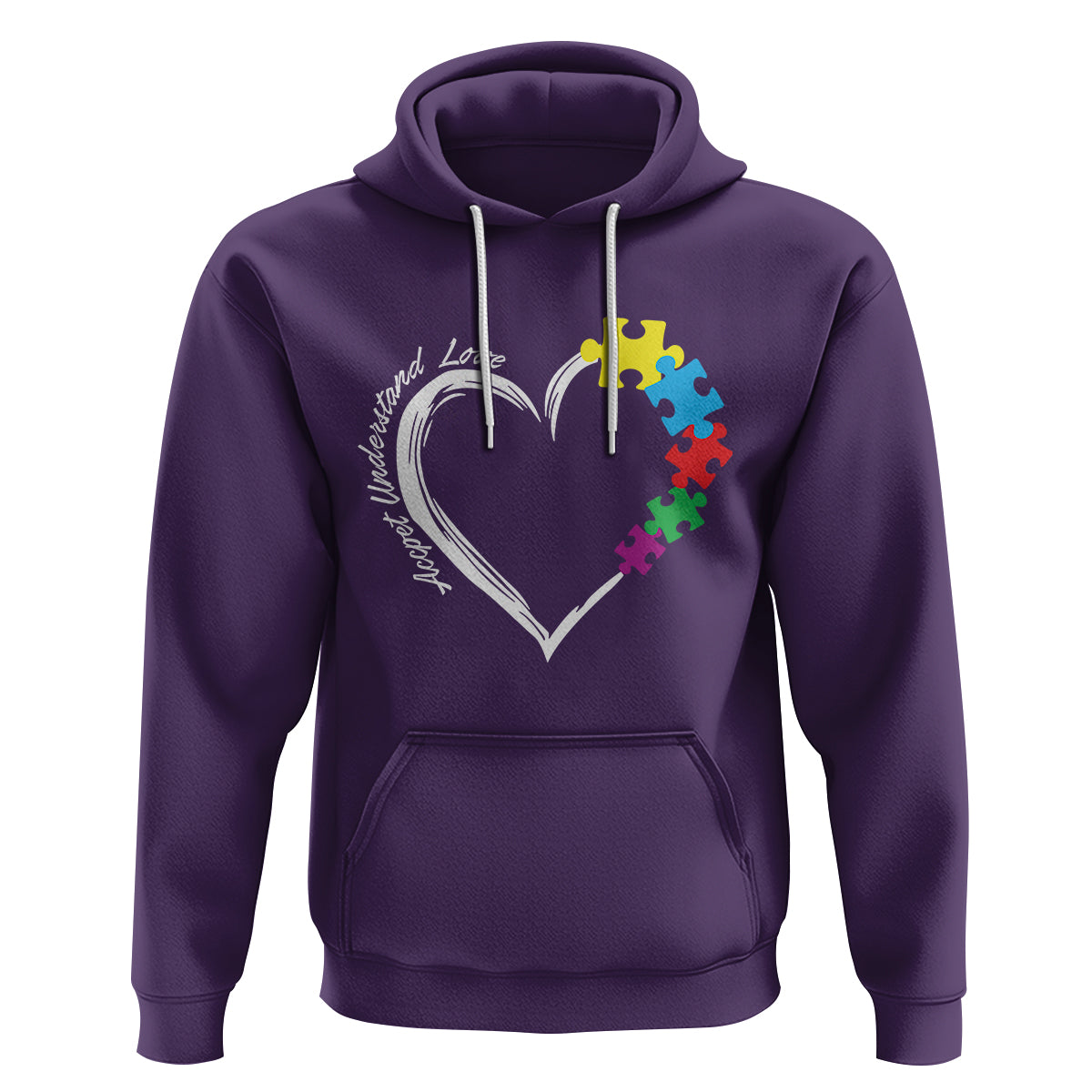 Autism Acceptance Hoodie Accept Understand Love Spectrum Jigsaw Puzzle Heart - Wonder Print Shop