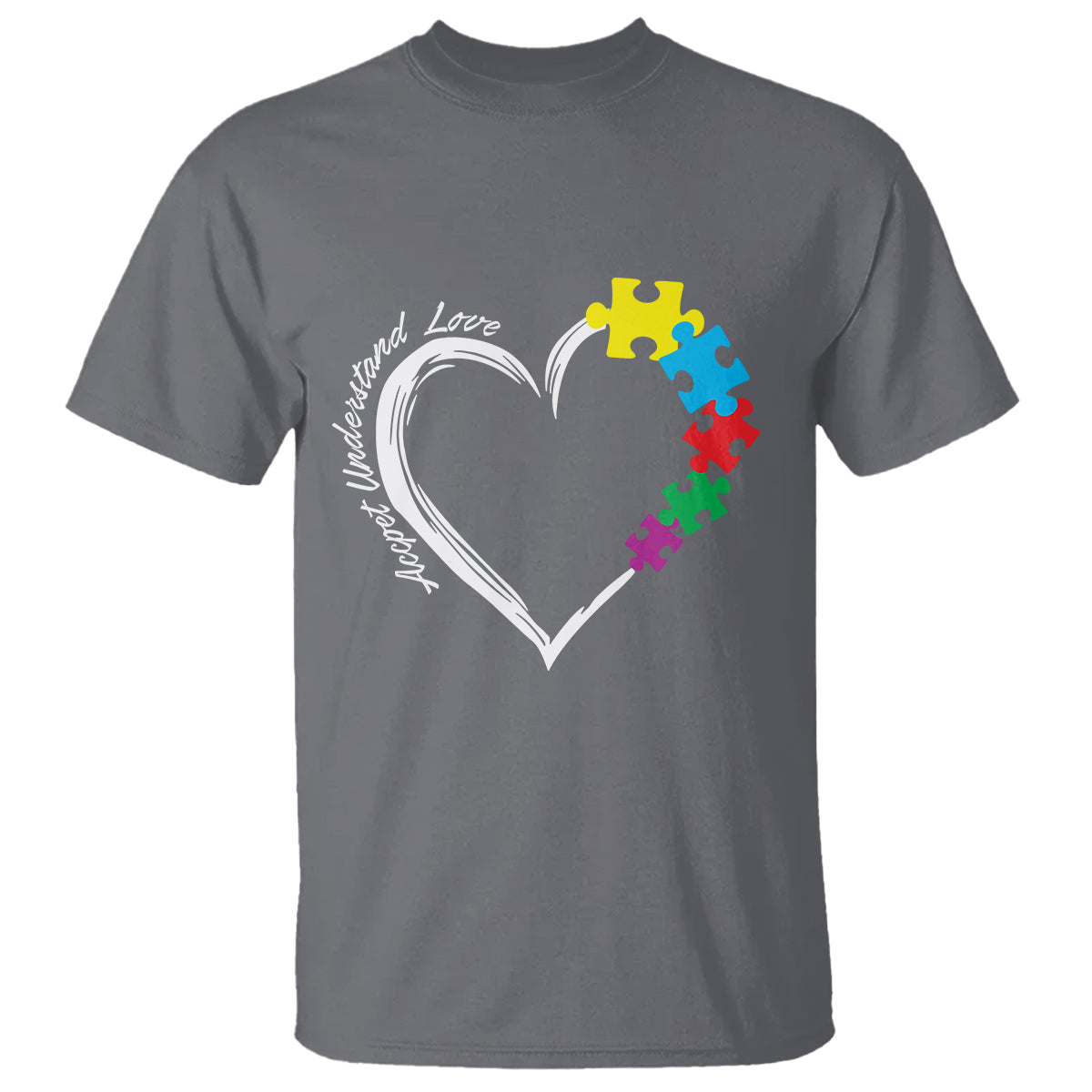 Autism Acceptance T Shirt Accept Understand Love Spectrum Jigsaw Puzzle Heart - Wonder Print Shop