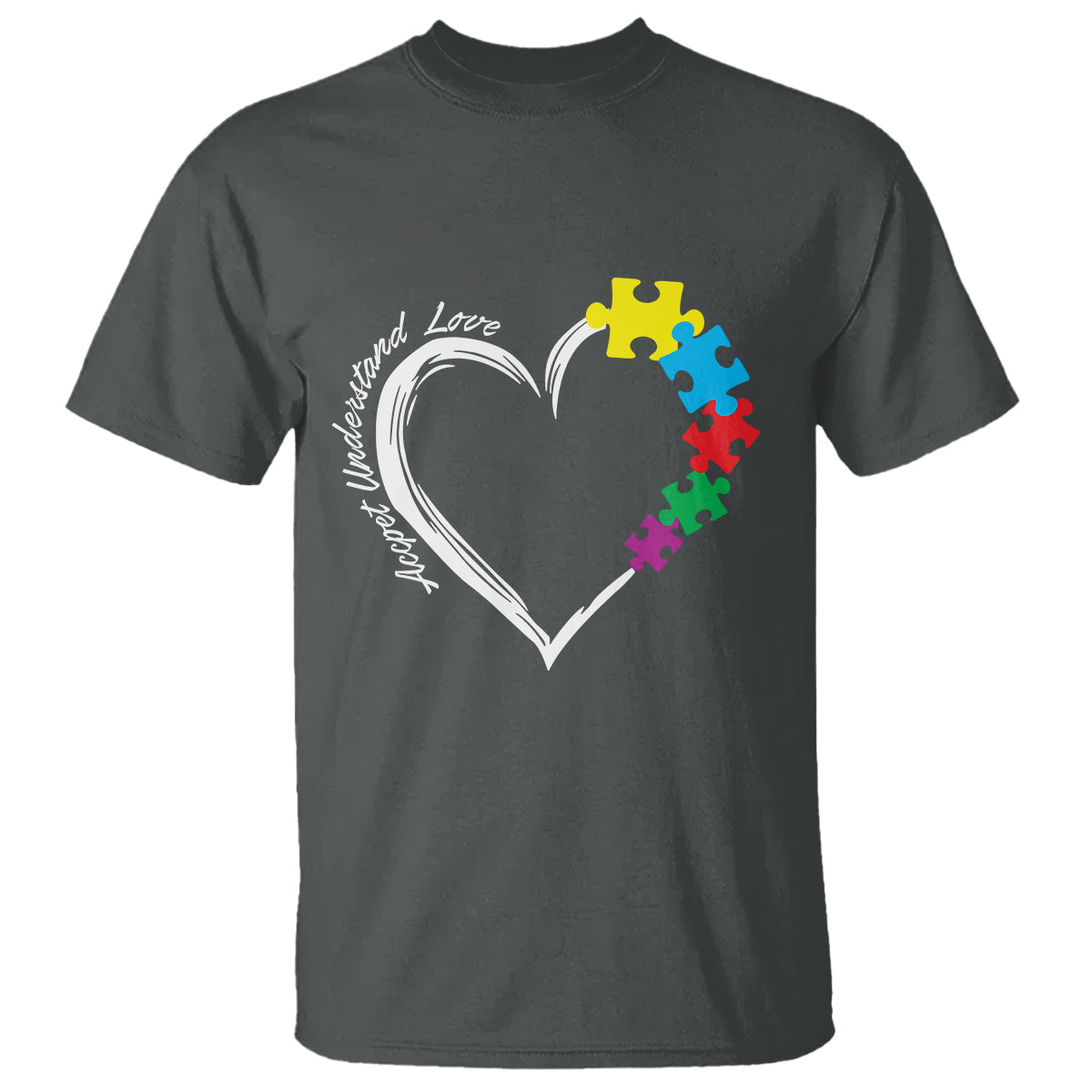 Autism Acceptance T Shirt Accept Understand Love Spectrum Jigsaw Puzzle Heart - Wonder Print Shop