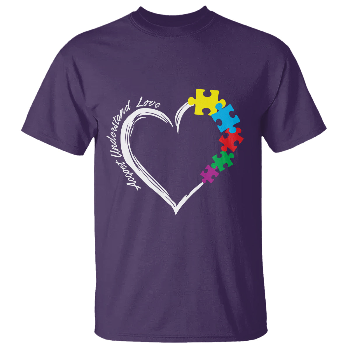Autism Acceptance T Shirt Accept Understand Love Spectrum Jigsaw Puzzle Heart - Wonder Print Shop